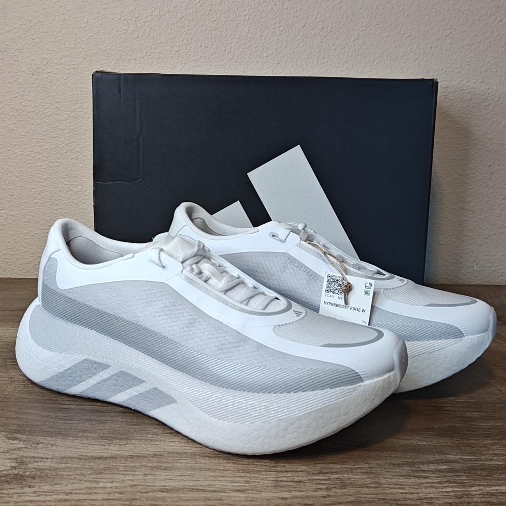 NIB 2026 Adidas Hyper Boost Edge White Silver Women's Size 9 KK0290 Running Shoe